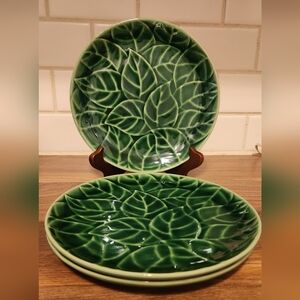 Pier 1 Set Of 3 Jade Leaf Pattern Salad Plates